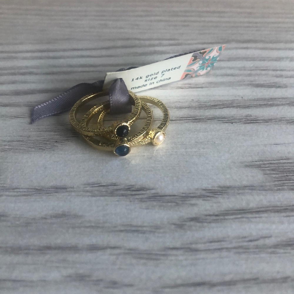 Set of 3 Rings with Gem Stone- Size 7
